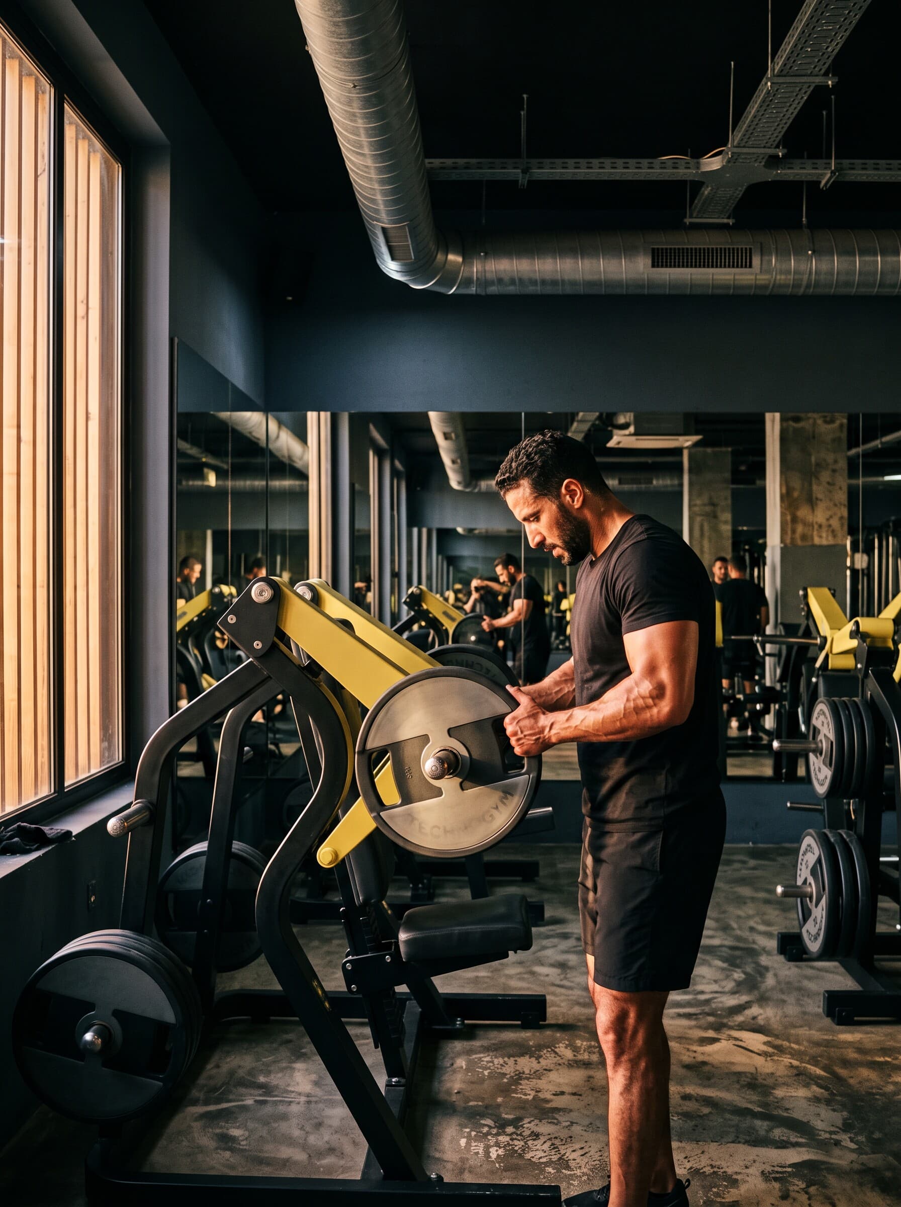 Plateau de musculation de l'espace hommes Alpha Form, machines Technogym