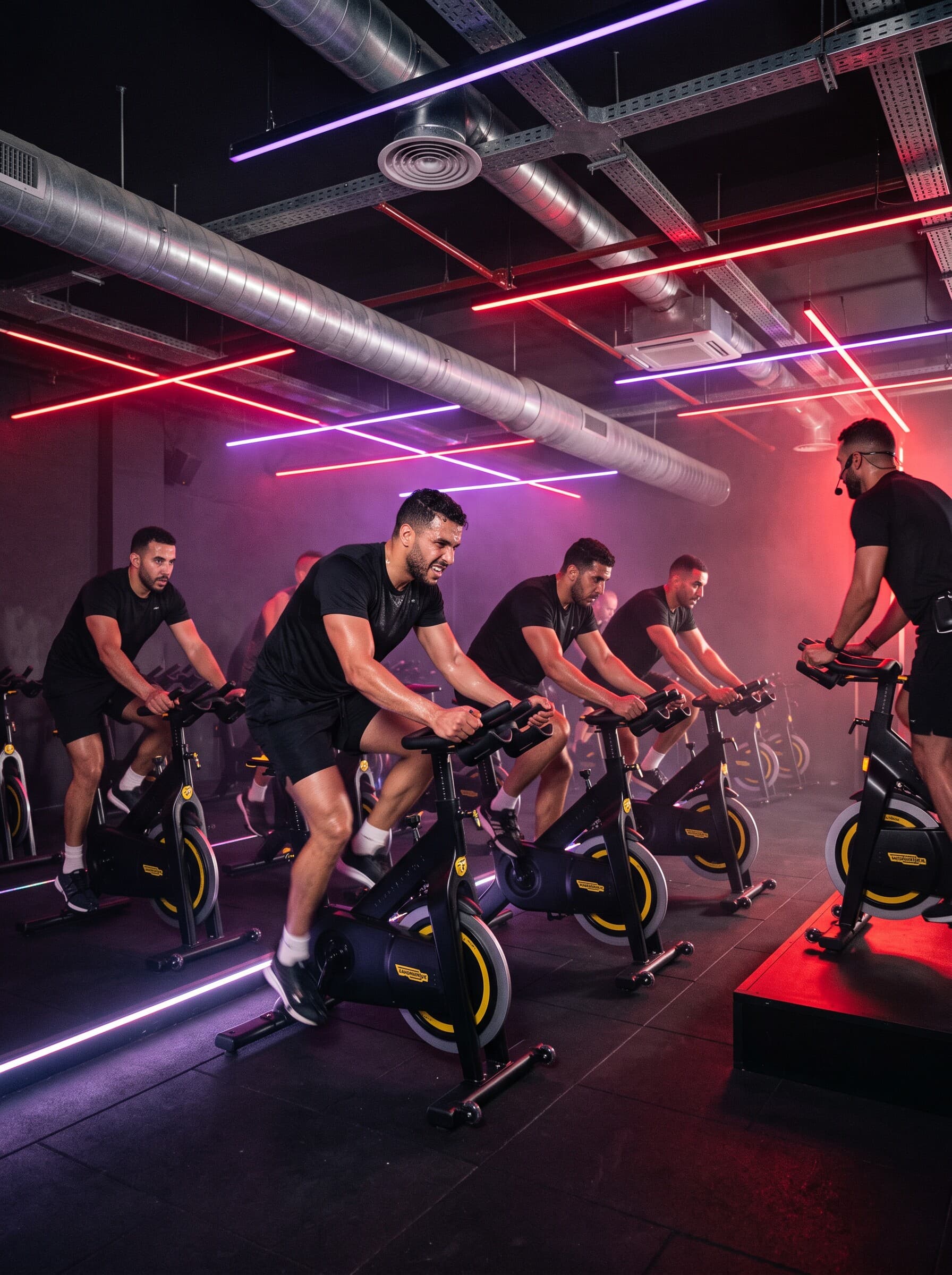 Cours de cycling RPM sous les néons